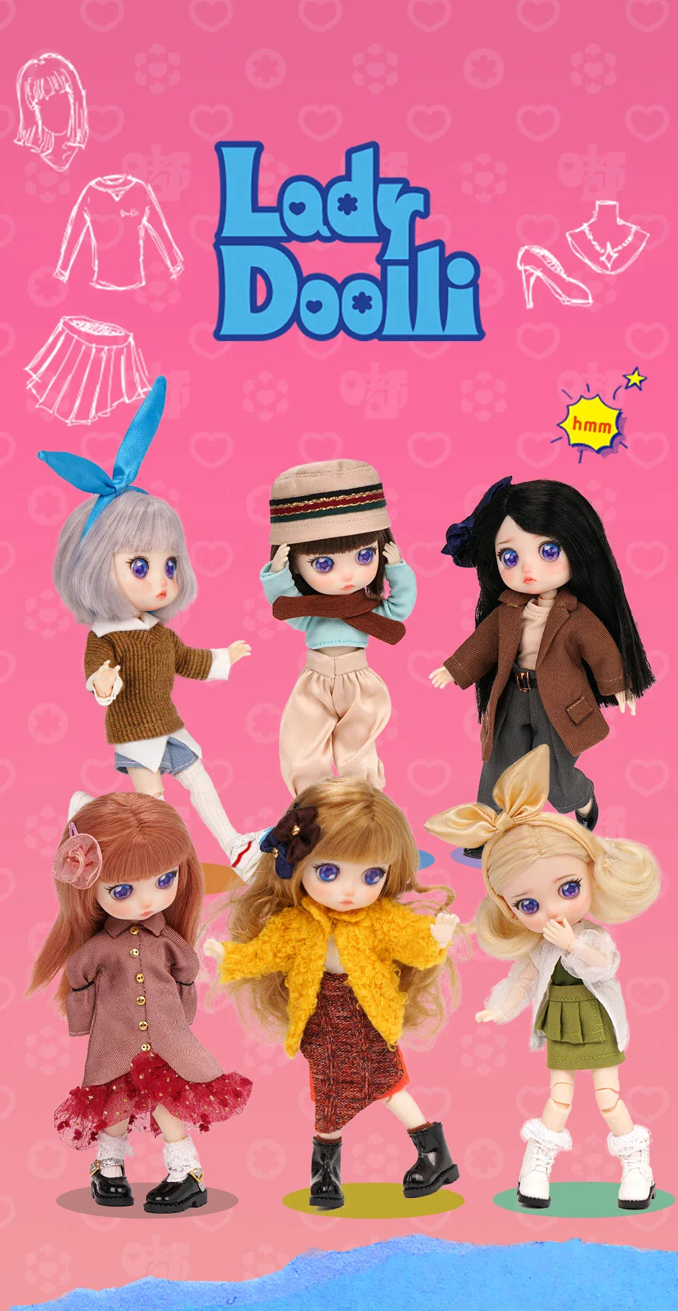Lady Doolli 1/12 BJD Dolls Blind Box – 15cm Ob11 Mystery Anime Figure Toy, Kawaii Designer Gift