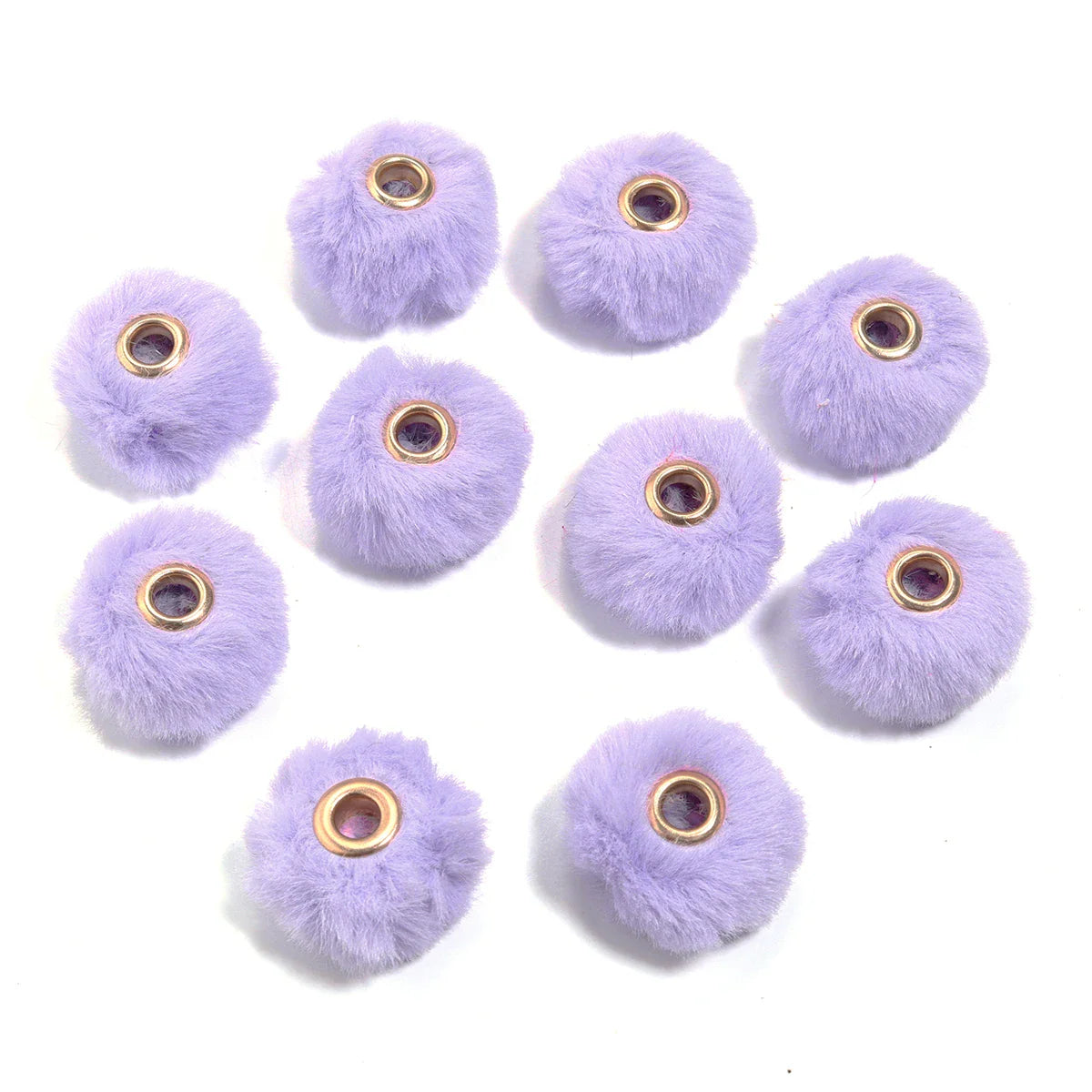 10pcs Plush Fur Ball Beads – Multicolor Pompom Spacer Beads for DIY Jewelry, Earrings & Bracelets