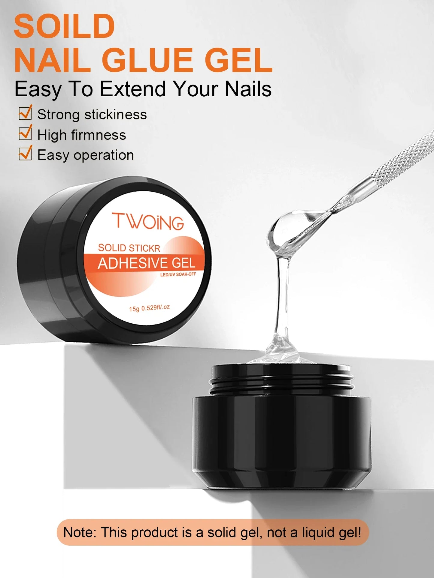 8g Multifunctional Solid Nail Tips Gel – Non-Stick Rhinestone Gel Glue for DIY Home Manicure