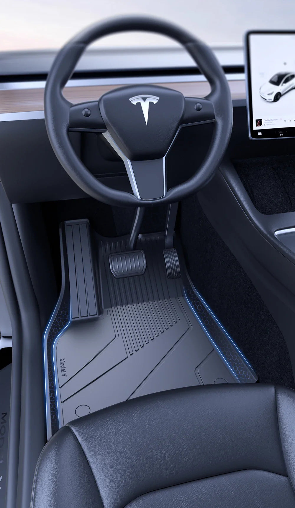 YZ Floor Mats for Tesla Model 3/Y 2021-2023 — Waterproof, Non-Slip TPE Car Accessories