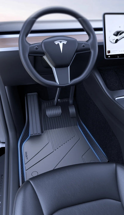 YZ Floor Mats for Tesla Model 3/Y 2021-2023 — Waterproof, Non-Slip TPE Car Accessories