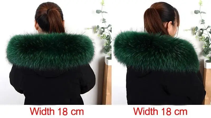 Natural Raccoon & Fox Fur Scarf – Luxury Women’s Winter Fur Collar and Hood Trim for Coats & Jackets