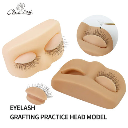 GLAMLASH Mini Lash Practice Head – Flat Model for Eyelash Extension Training with Removable Replacement Eyelids