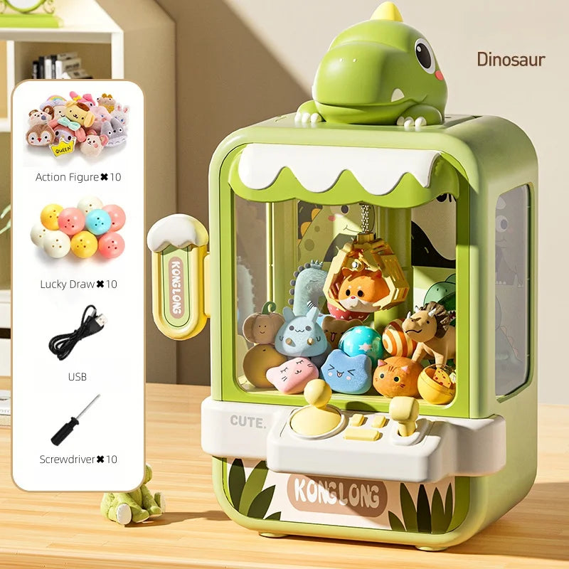 Dinosaur Claw Machine Toy - Mini Electronic Arcade Game with Music, Adjustable Catcher & Kids Birthday Gift