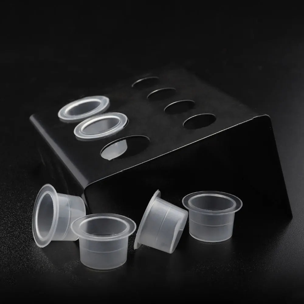 Stainless Steel Tattoo Ink Cup Holder — Black Pigment Stand with 7 Holes for Microblading & Tattoo Accessories