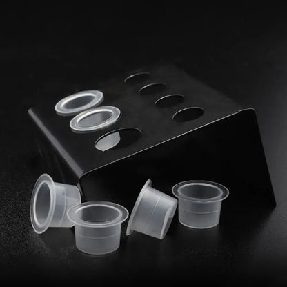 Stainless Steel Tattoo Ink Cup Holder — Black Pigment Stand with 7 Holes for Microblading & Tattoo Accessories