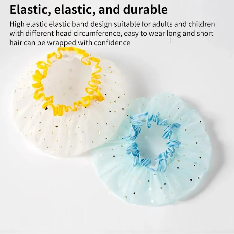 Double-Layer Waterproof Shower Cap — PVC Bathing Hat for Adult Women, Kitchen & Bathroom Use