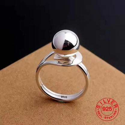 VENTFILLE 925 Sterling Silver Adjustable Ring – Vintage Hollow Line Punk Hip Hop Couple Jewelry
