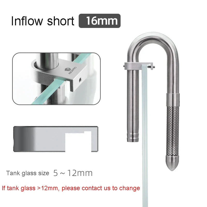 AQUAPRO Mini Stainless Steel Skimmer – Inlet & Outlet Pipes for Aquarium Fish Tanks, Filtro Accessories