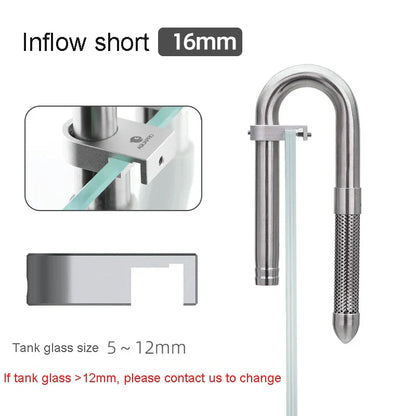 AQUAPRO Mini Stainless Steel Skimmer – Inlet & Outlet Pipes for Aquarium Fish Tanks, Filtro Accessories