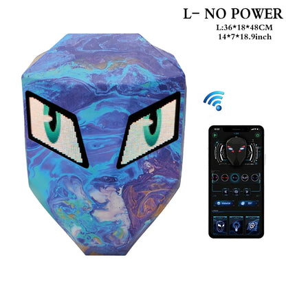 LOY LED Knight Cycling Backpack - Waterproof Motorcycle Helmet Bag with Bluetooth APP Control, Hard Shell Laptop Bag with LED Lights