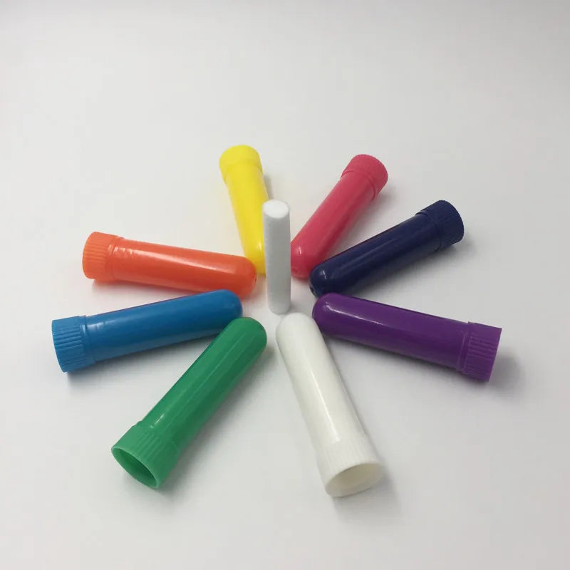 50/80/100 Sets Empty Nasal Inhaler Tubes – Portable Black & White Plastic Inhalers with Cotton Wicks for Essential Oils