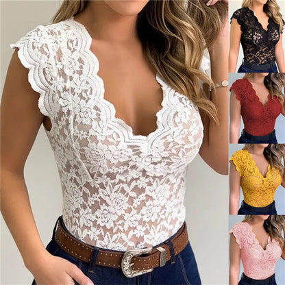 Women’s Lace Camisole Tank Top – Sexy V Neck Summer Bralette Vest in Candy Colors