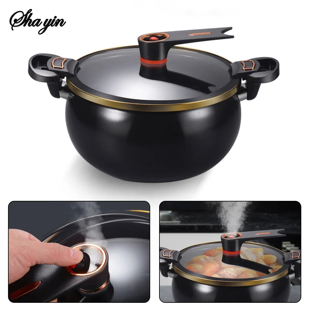 7L Chubby Micro Pressure Pot - Large Capacity Non-Stick Multi-Functional Stew Pot for Gas & Induction Cooking