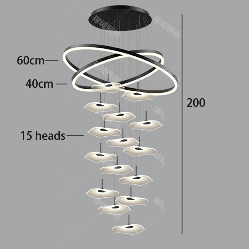 Nordic Stair Chandelier Pendant Light – Modern Ceiling Lighting for Living Room, Bedroom & Dining Room Home Interior Decoration Fixture