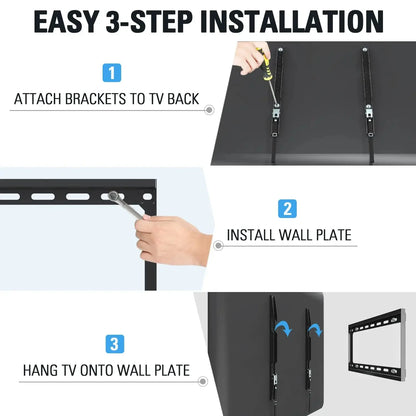26–65in Universal TV Wall Mount – Adjustable Low Profile Bracket for LCD & LED Monitors