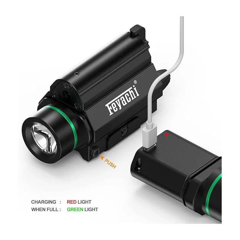 Feyachi Green/Red Laser Light Combo — 1000 Lumen LED Weapon Flashlight with Picatinny Rail Mount for Pistol & Rifle, Rechargeable