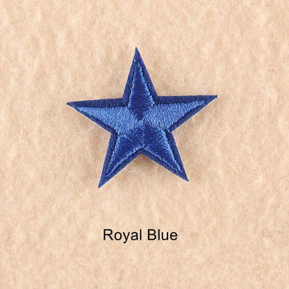 10Pcs Mini Star Embroidery Iron-On Patches – DIY Clothing Appliques Pentagram Stickers for Jackets, Jeans & Bags (Black, White, Gold)