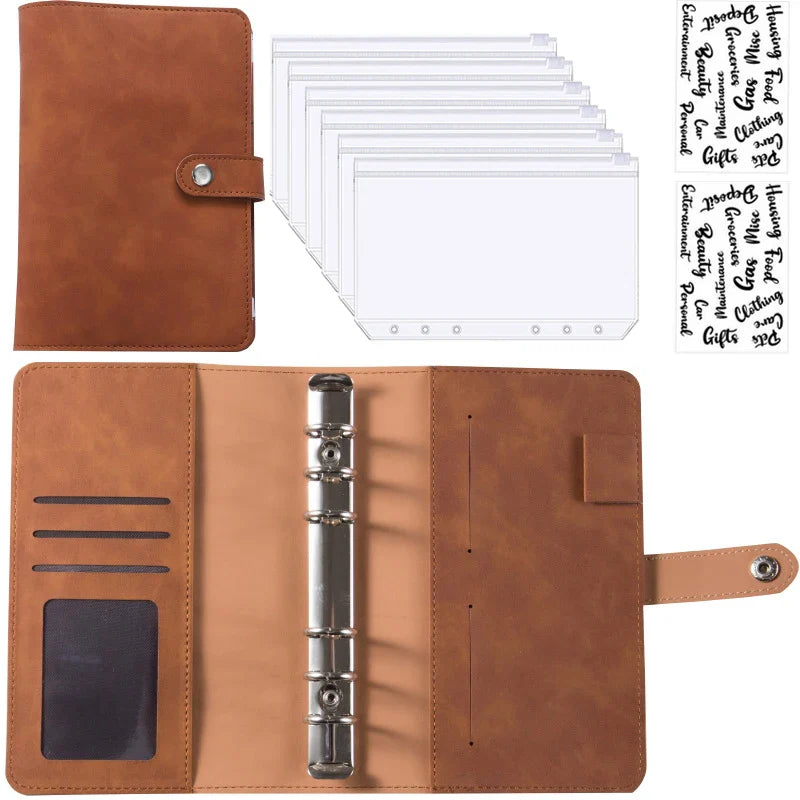 2024 A6 PU Leather Budget Binder Set – Cash Envelopes System with Binder Pockets for Money, Budget Saving & Bill Organizer