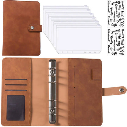 2024 A6 PU Leather Budget Binder Set – Cash Envelopes System with Binder Pockets for Money, Budget Saving & Bill Organizer