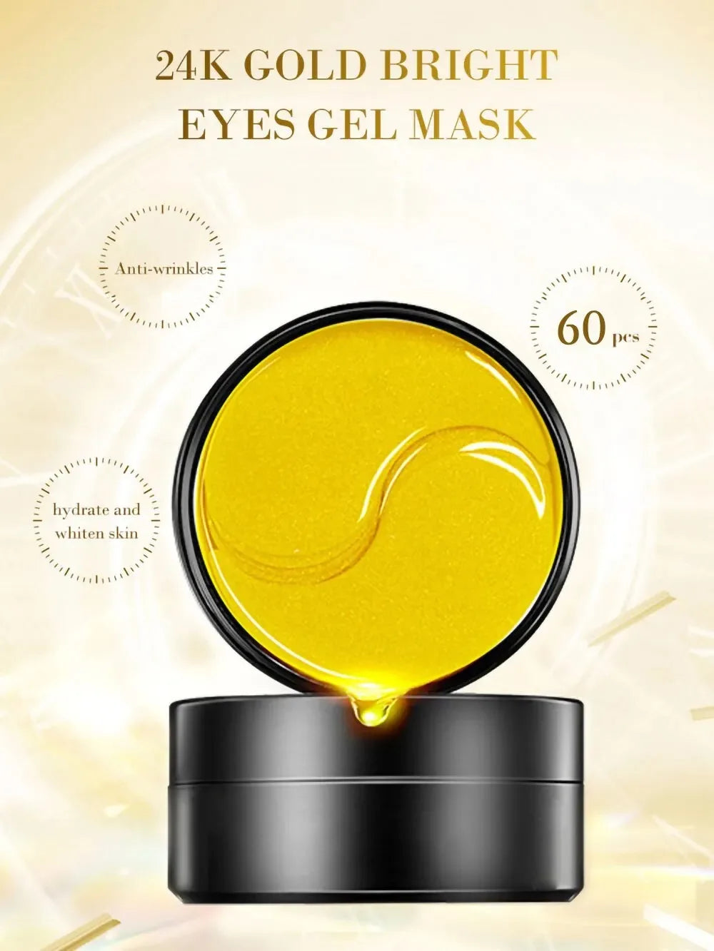60pcs Golden Moisturizing Eye Masks - Collagen Crystal for Eye Fatigue Relief & Nourishment, Korean Skin Care