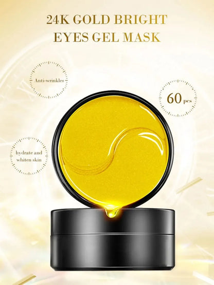 60pcs Golden Moisturizing Eye Masks - Collagen Crystal for Eye Fatigue Relief & Nourishment, Korean Skin Care