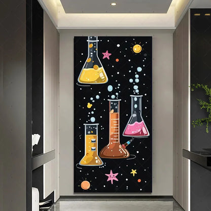 Chemistry Lab Door Cover Backdrop – Science Experiment Party Decoration & Photography Props with Laboratory Equipment Theme