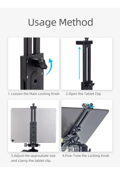 Universal Aluminum Alloy Tablet & Phone Stand – Adjustable Tripod Holder Clip for Mobile Devices
