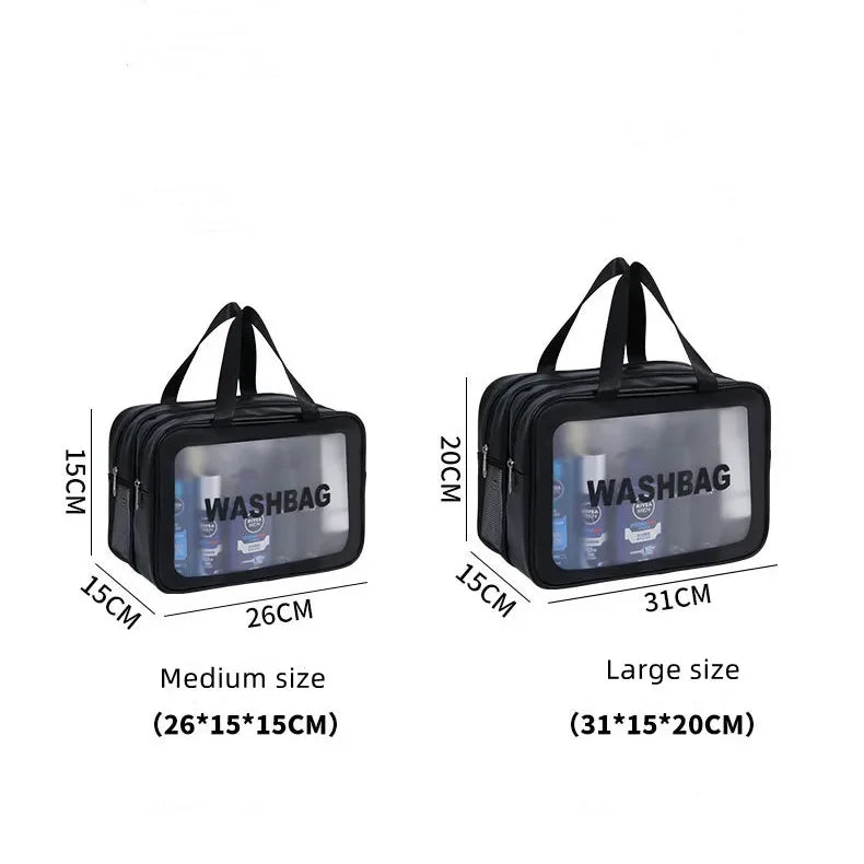 2025 Portable Travel Bag – Dual Transparent Dry & Wet Separation PU Cosmetic Pouch for Fitness and Swimming Essentials