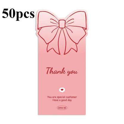 50pcs Pink Bowknot Thank You Stickers - Cute Rose Gift Box Sealing Labels for Decorative Packaging & Presents