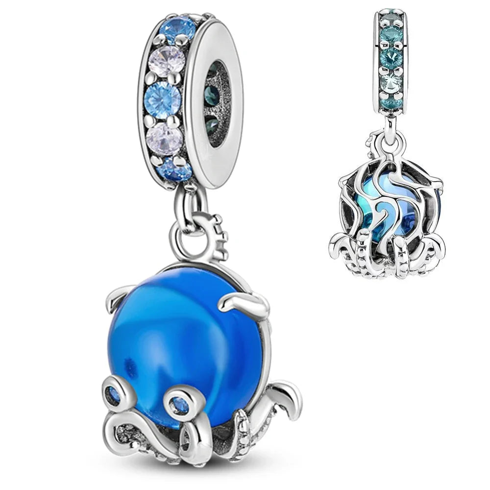 Chameleon Luminous Firefly & Butterfly Silver-Plated Charms - 925 Silver for DIY Bracelet Jewelry Making