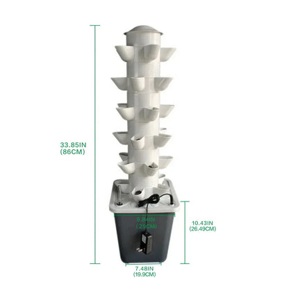 Hydroponic Growing System – Mini Indoor/Outdoor Herb Vertical Garden Tower, 6 Tiers, 30 Holes for Vegetables
