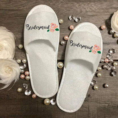 Bridal Party Slippers – Bride, Bridesmaid, Maid of Honor, Mother of Groom Gift for Wedding, Bachelorette, & Bridal Shower