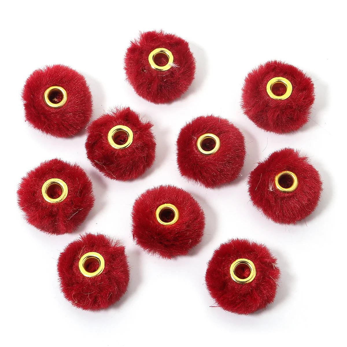 10pcs Plush Fur Ball Beads – Multicolor Pompom Spacer Beads for DIY Jewelry, Earrings & Bracelets