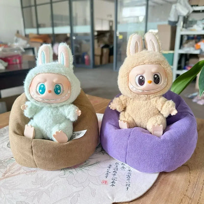 17CM Labubu Doll Plush Flannel Sofa Bed – Soft Sleeping Seat for Dolls & Plushies, Car Accessory