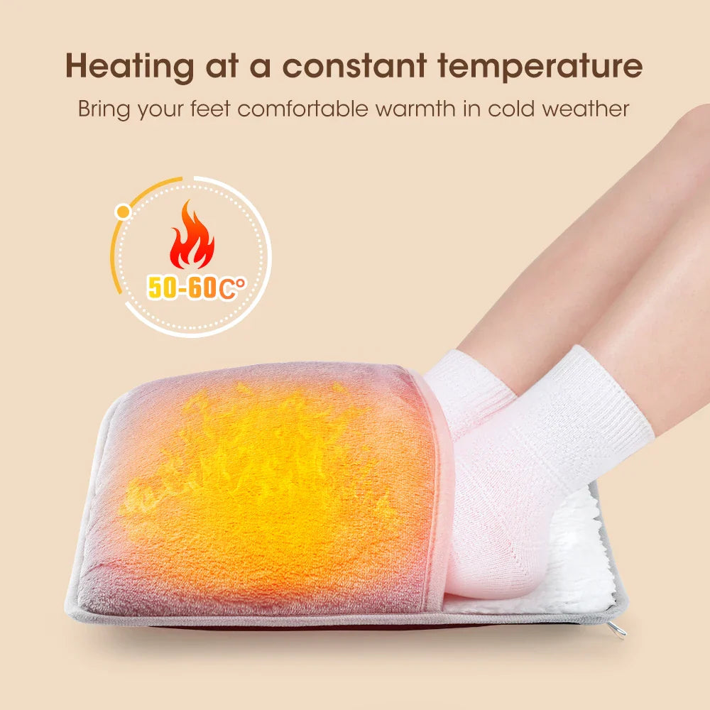 USB-Charged Electric Foot Heating Pad: Soft Plush, Washable Foot Warmer for Improved Sleep and Cozy Feet in Winter