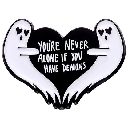 Pink Heart Brain Ghost Enamel Brooch – Gothic Retro Radio & TV Badge, Funny Punk Lapel Pin Jewelry Gift