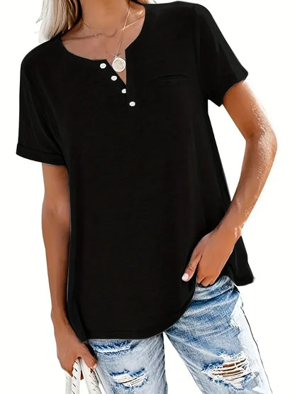 Plus Size Women’s V-Neck T-Shirt - 1XL-8XL Loose Fit Short Sleeve Pocket Casual Spring Summer Top