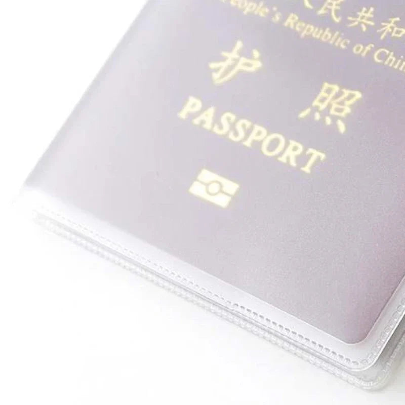 Passport Protective Cover – Transparent Frosted PVC, Waterproof Multi-Function Business & Credit Card Document Case Pouch