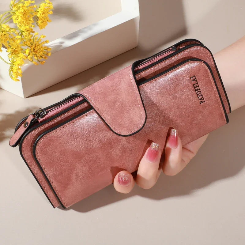 Men’s PU Leather Long Zipper Wallet – Business Card Holder & High-Quality Men’s Handbag Wallet