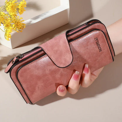 Men’s PU Leather Long Zipper Wallet – Business Card Holder & High-Quality Men’s Handbag Wallet