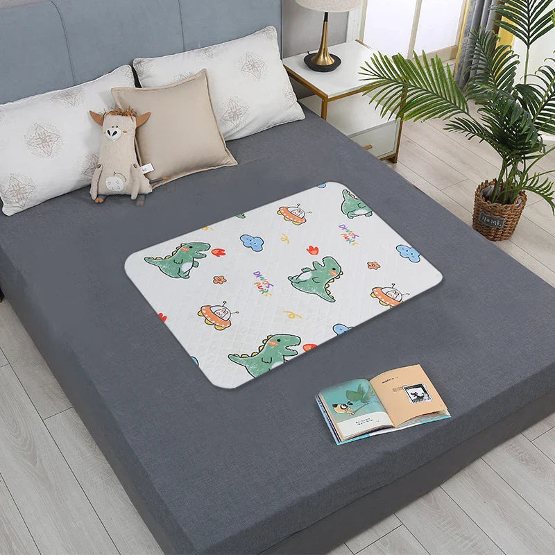 Waterproof Baby Mattress Protector – Washable Urine Mat with Cute Cartoon Design | Breathable Diaper Bedding Pad for Toddlers
