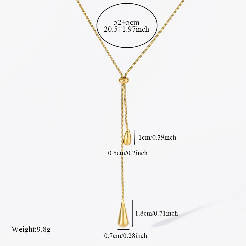 GANEMLY 316L Stainless Steel Water Drop Pendant Necklace – Trendy 18K Gold Plated Women’s Jewelry Gift