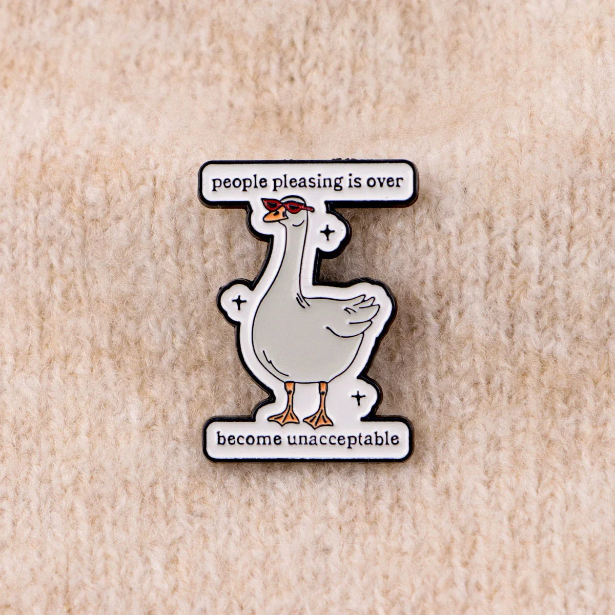 “People Pleasing Is Over” Goose Enamel Pin – Cute Lapel Brooch for Backpacks & Gifts