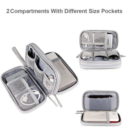 Travel Electronics Organizer Bag — Portable Waterproof Double-Layer Storage for Cables, Wires & Accessories