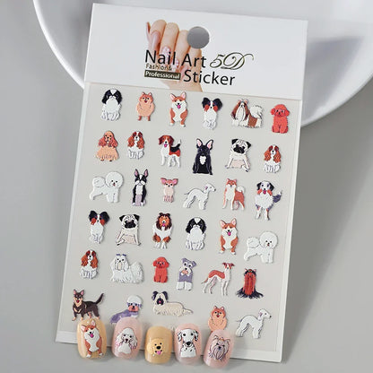 5D Macaron Nail Stickers - Embossed Flower, Fruit, Bear & Rabbit Charms for Summer DIY Manicure Decoration