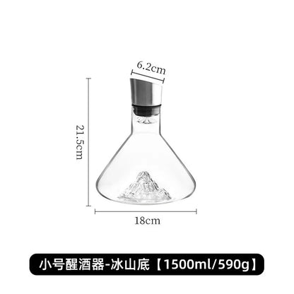 1500ML Iceberg Whisky & Wine Decanter – Handmade Lead-Free Crystal Carafe with Thickened Pourer, Bar Accessories