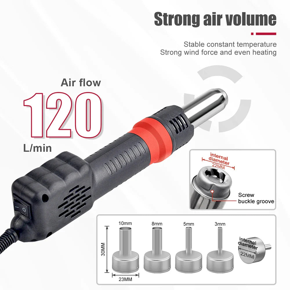 JCD Micro Hot Air Gun 8208 – 750W Soldering & Welding Rework Station, LCD Display All-in-One Heat Gun for BGA & IC Soldering