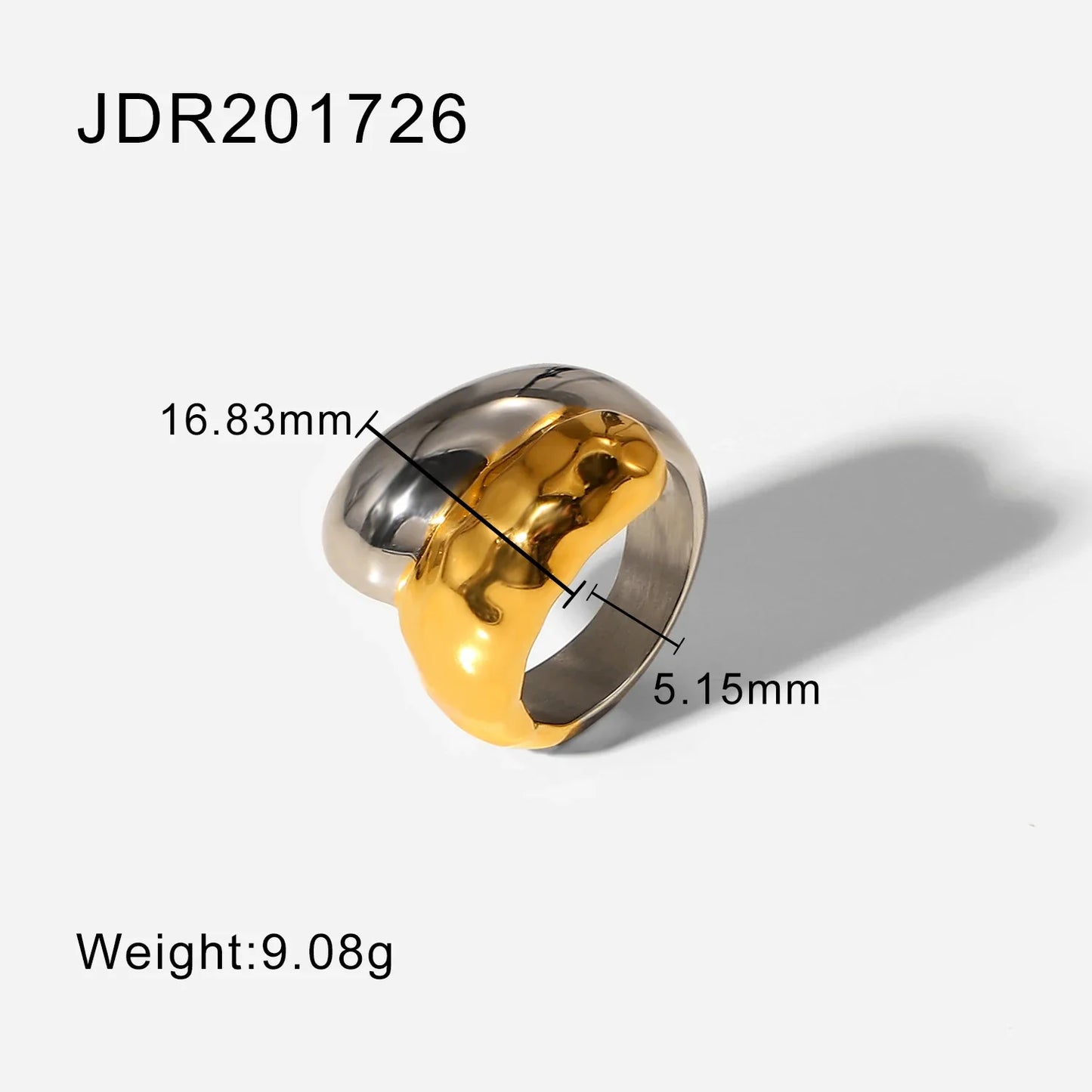 Vintage 18K Gold Plated Stainless Steel Ring – Double Line Irregular Open End Jewelry for Women