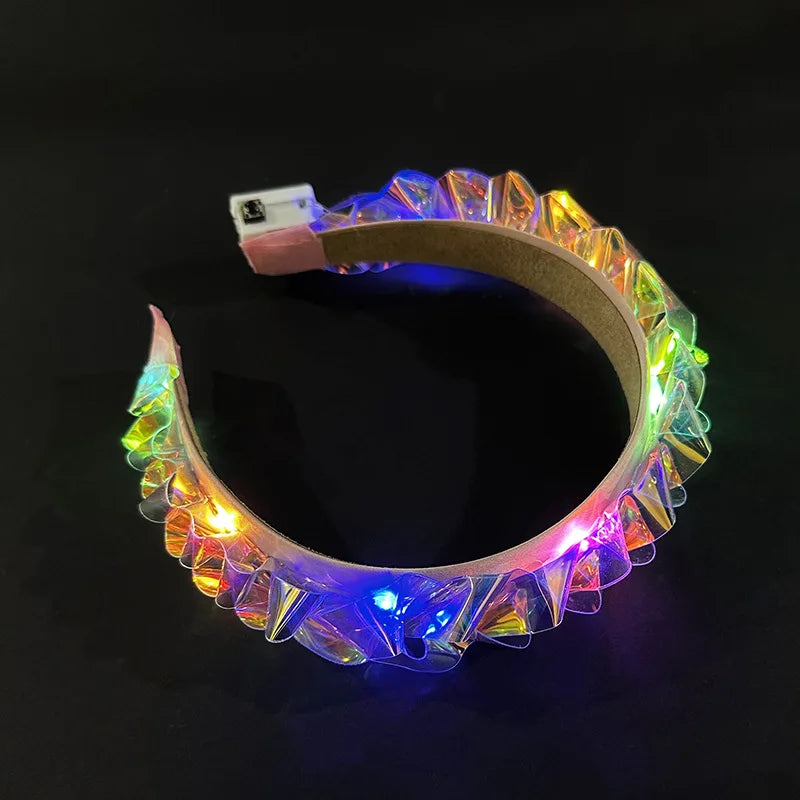 Women's Glowing Light-Up Headband - Luminous Laser Hair Hoop for Nightclub, Party, and Christmas Costume